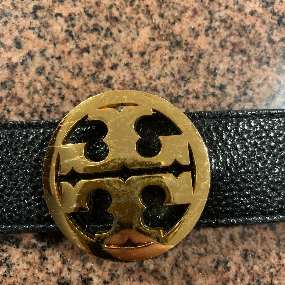 Tory Burch Black/Tan Snakeprint Reversible Leather Belt sz M - Picture 6 of 7